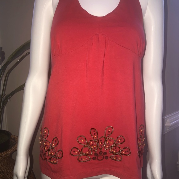🔥LOFT Beaded Coral Halter Top Sz L (B-30) - Picture 8 of 8